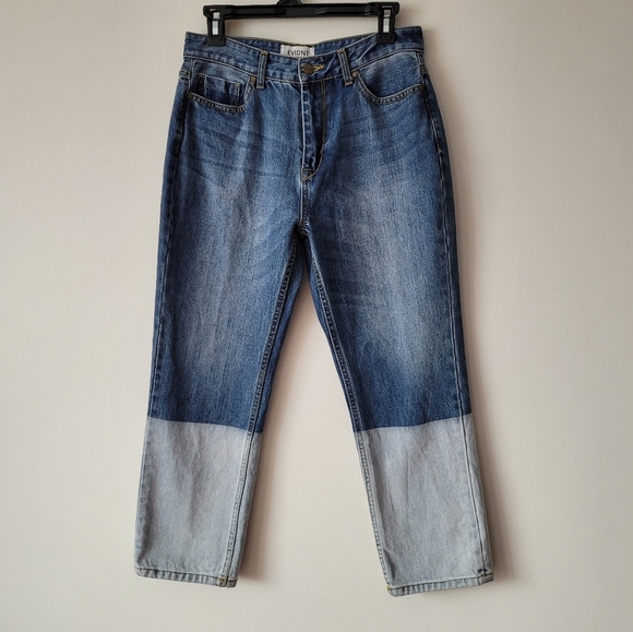 Evidnt Los Angeles Dip Dyed High Waist Flood Length Tapered Blue Jeans Sz 28 - Picture 3 of 15
